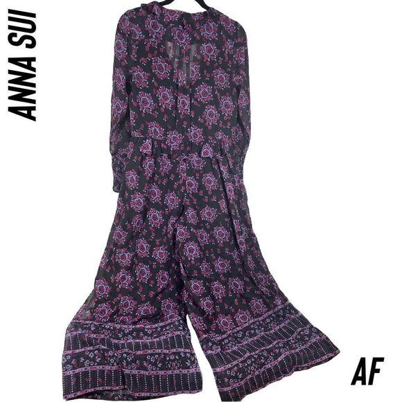 FREE PEOPLE BY ANNA SUI THE CASSIEL PRINT JUMPSUIT IN BLACK COMBO NWT - Picture 12 of 12